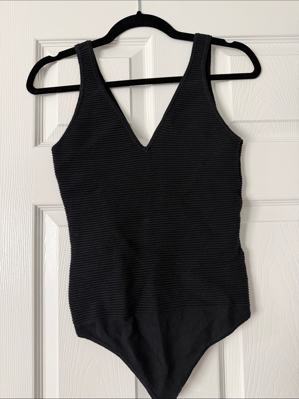 Abercrombie & Fitch Black Ribbed V-Neck Bodysuit
